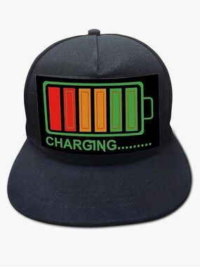 Black Charging Battery LED Snapback Hat